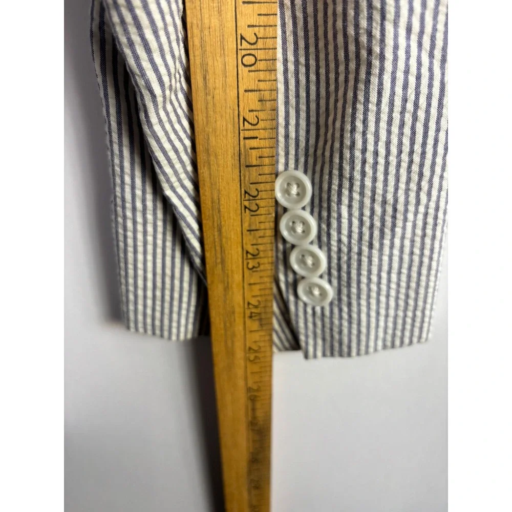 Jos. A. Bank Stays Cool Mens 44R Seersucker Blazer Blue White Striped Cotton 3-B